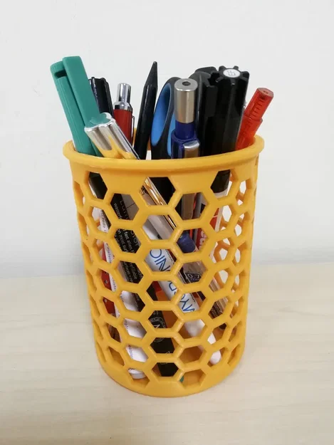 Ống cắm bút họa tiết tổ ong đẹp mắt - File in 3D văn phòng - Image 1