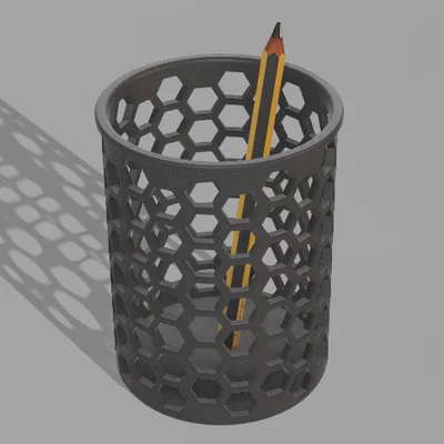 Ống cắm bút họa tiết tổ ong đẹp mắt - File in 3D văn phòng