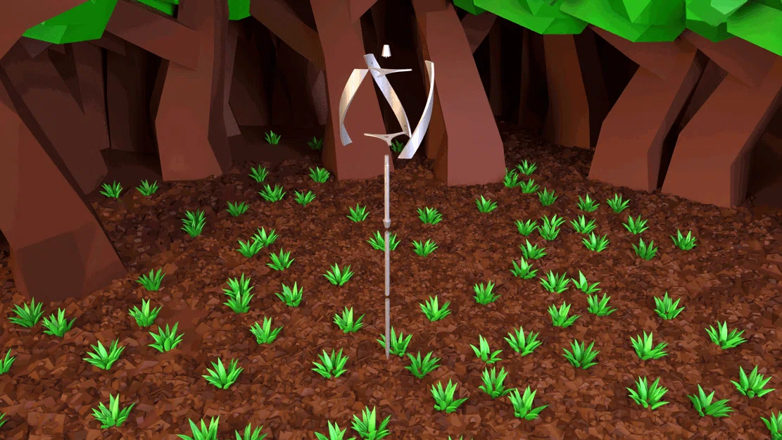 Tua-bin Gió Trục Đứng (Vertical Axis Wind Turbine - VAWT) In 3D - Image 3