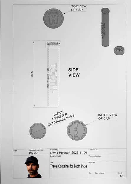 Hộp đựng tăm du lịch (Travel Container for Tooth Picks) - Image 5