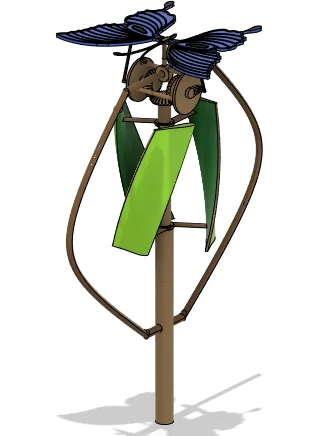 Tuabin Gió Trục Đứng Bướm Đập Cánh (Vertical Wind Turbine Butterfly Spinner) - Image 2
