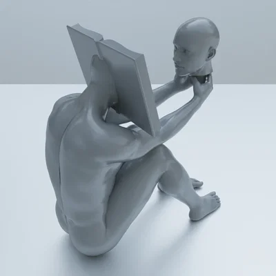 Tượng nghệ thuật 3D trừu tượng Self-Study (Tự học)