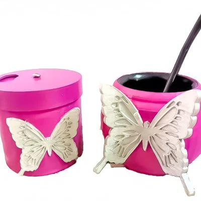 Bộ kit: mate và hũ yerba/đường hình bướm