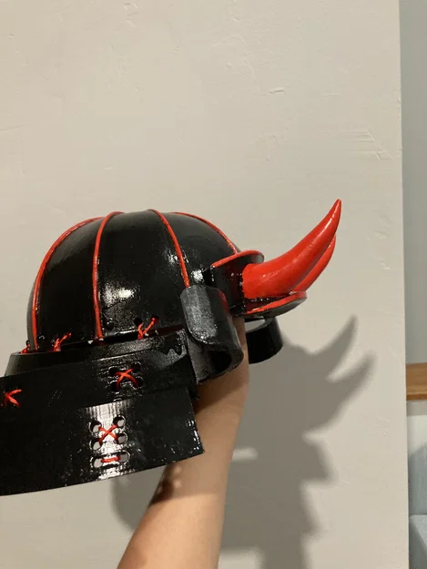 Nón samurai đội được có sừng (Wearable Samurai helmet with horns) - Image 3