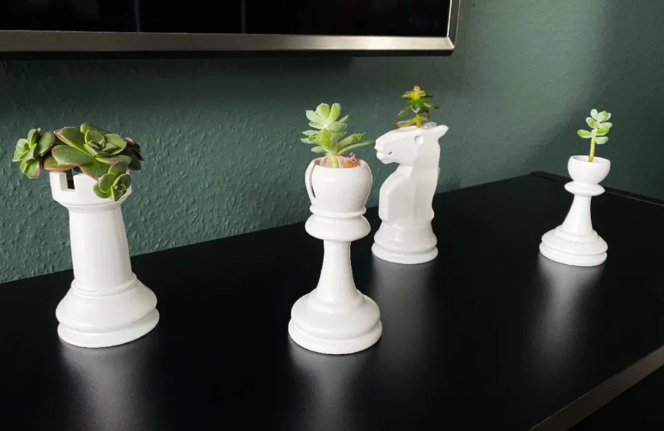 Bộ mô hình chậu cây trang trí hình quân cờ 3D độc đáo - Image 1