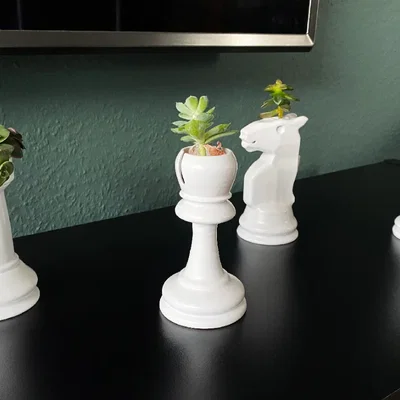 Bộ mô hình chậu cây trang trí hình quân cờ 3D độc đáo