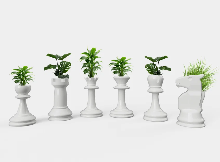 Bộ mô hình chậu cây trang trí hình quân cờ 3D độc đáo - Image 2
