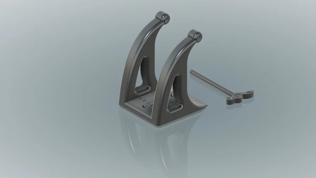 Giá treo đàn Guitar treo tường có chốt khóa an toàn (3D Model) - Image 2
