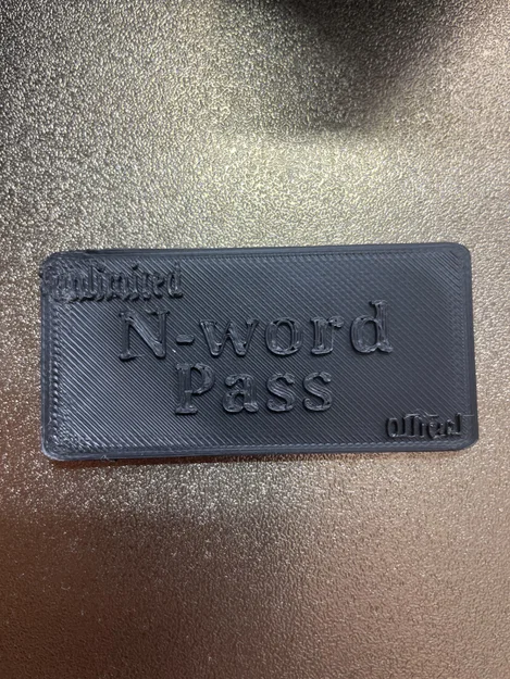 Mô hình thẻ bài giải trí N-word Pass in 3D độc đáo - Image 1