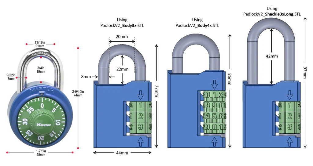 Combination Padlock v2 (Ổ khóa số) - Bản in 3D hoạt động - Image 3