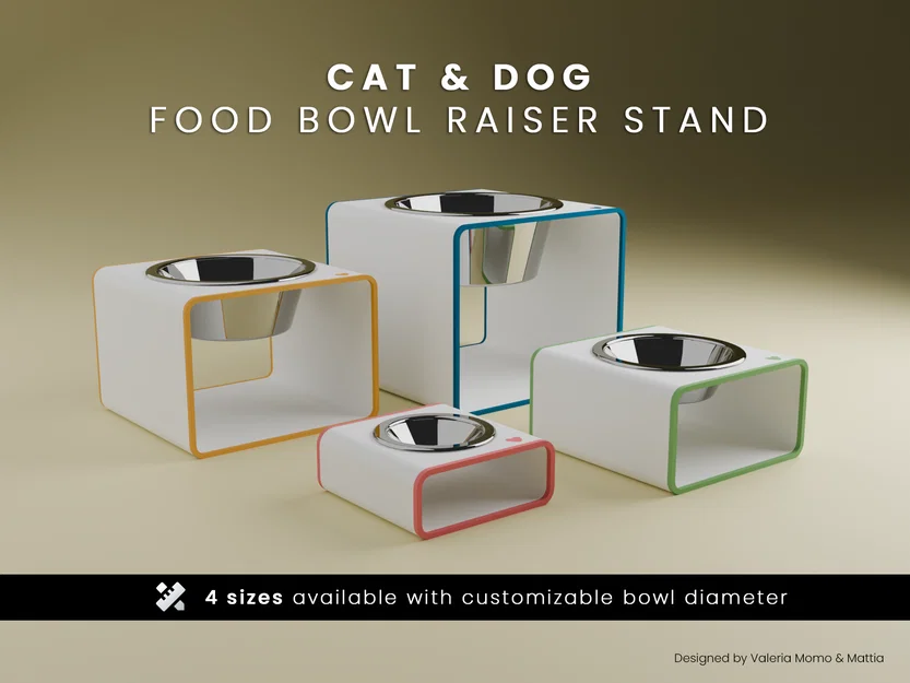 Kệ nâng tô ăn cho mèo & chó, Cat & Dog Food Bowl Raiser Stand (STL/3MF/OBJ) - Image 1
