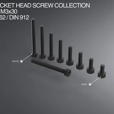 Bộ sưu tập ốc lục giác chìm đầu trụ M3 M3x6–M3x30 ISO 4762 / DIN 912