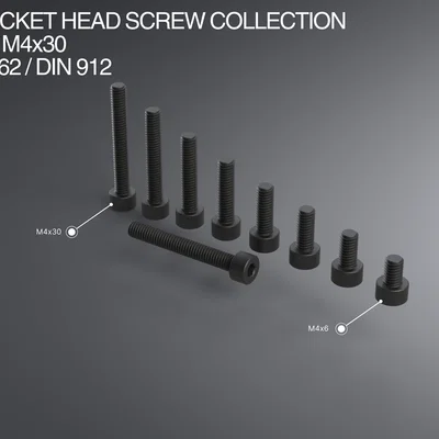 Bộ sưu tập ốc lục giác chìm đầu trụ M4x6–M4x30 (ISO 4762 / DIN 912)