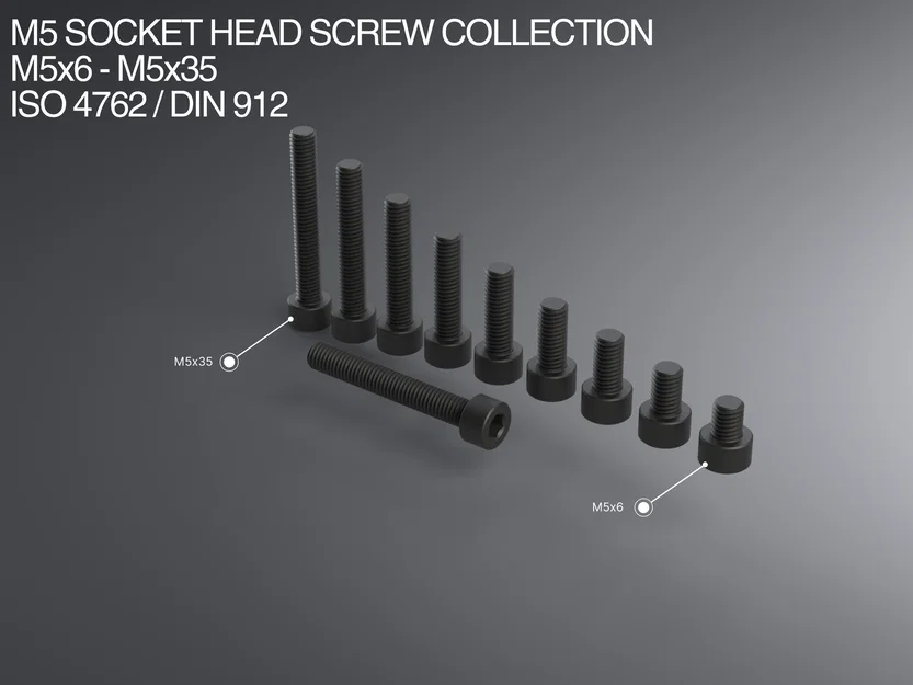 Bộ sưu tập vít M5 Socket Head M5x6–M5x35 ISO 4762 / DIN 912 - Image 1