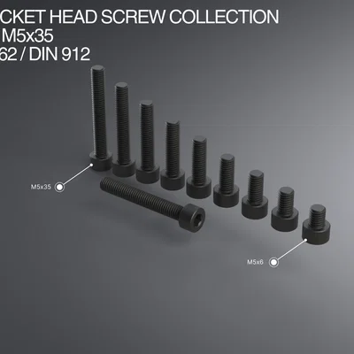 Bộ sưu tập vít M5 Socket Head M5x6–M5x35 ISO 4762 / DIN 912