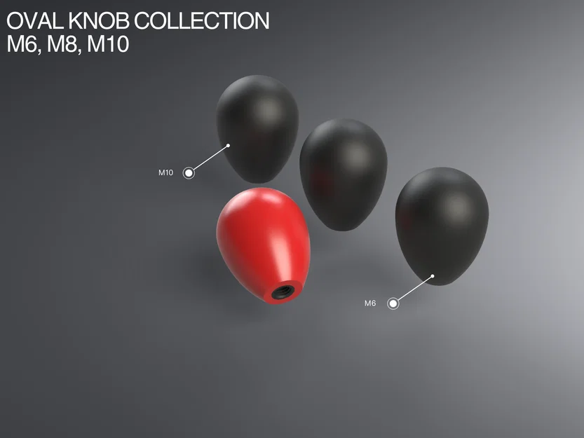 Bộ núm vặn Oval Knob lỗ ren M6–M10 - Image 1