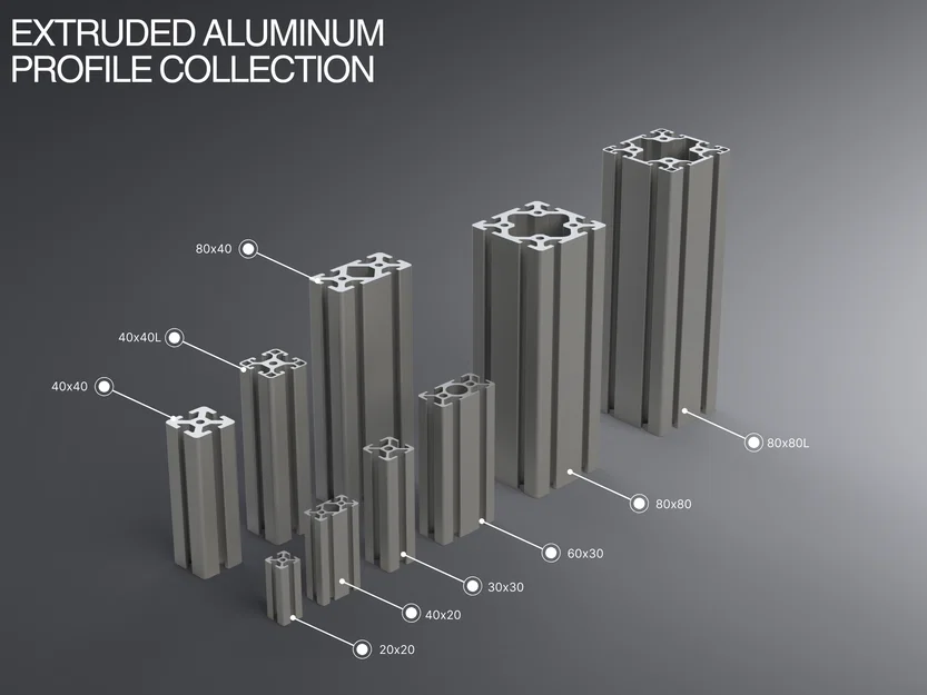 Bộ sưu tập thanh nhôm định hình (Aluminum Profile) đầy đủ kích thước - Image 1