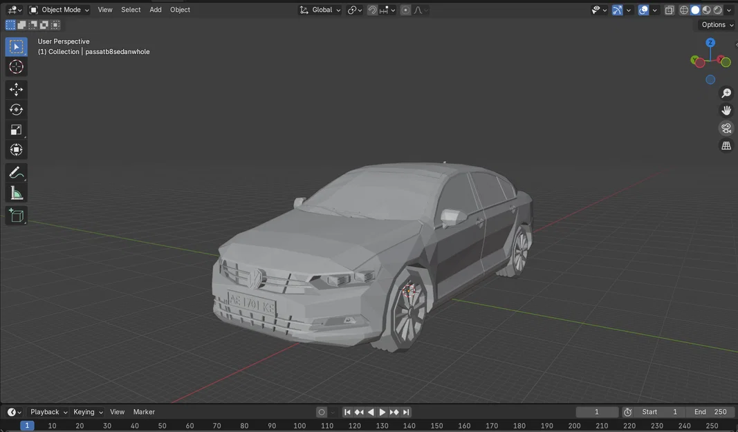Low Poly Volkswagen Passat B8 Sedan 2019 - Image 3