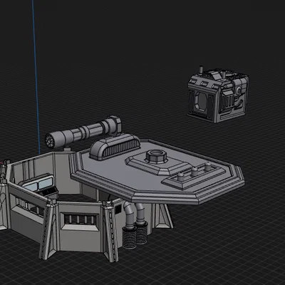 Mô hình công sự Sci-fi 28mm với tháp pháo xoay cho Wargaming
