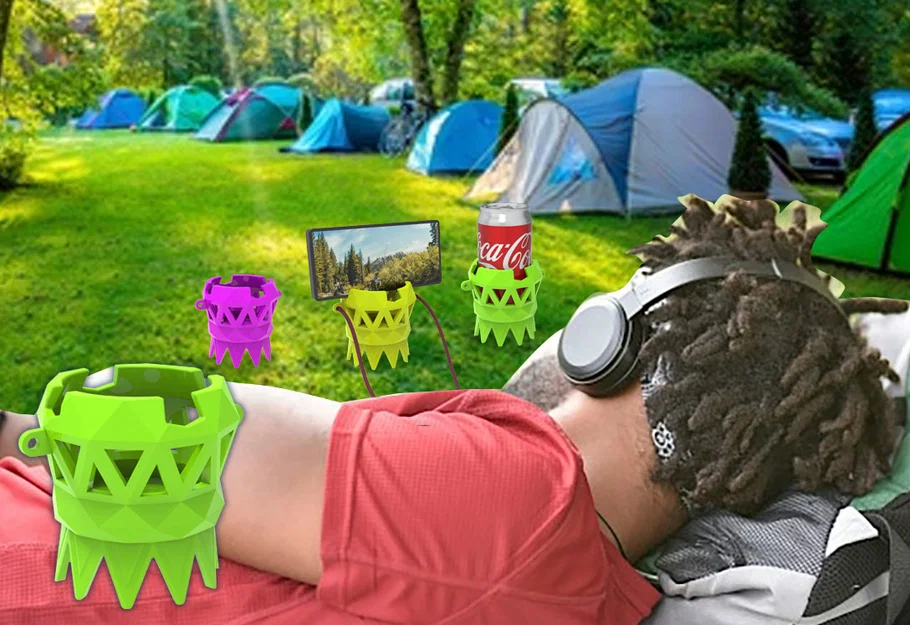 Giá đỡ điện thoại & đồ uống cho cắm trại (Drink and phone Holder for camping) - Image 1