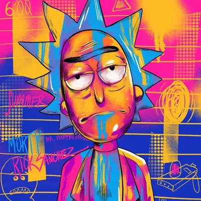 Tranh In 3D Trippy Rick Đa Sắc Màu Phong Cách HueForge