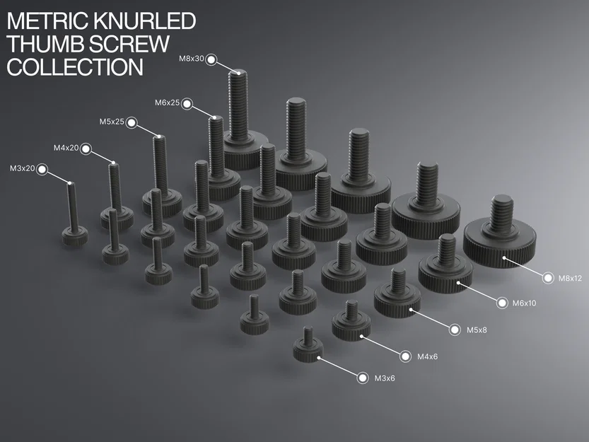Bộ sưu tập ốc vặn tay knurled hệ Metric M3–M8 (Ultimate Collection) - Image 1