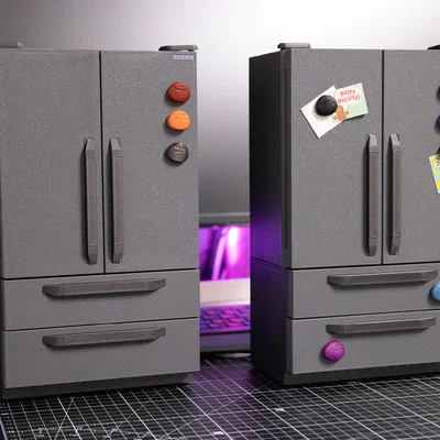 Tủ Lạnh Mini (Miniature Fridge) tỉ lệ 1:7 kiểu side-by-side