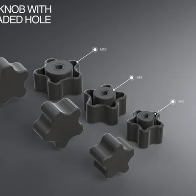 Bộ núm vặn hình sao Metric Star Knobs (M6, M8, M10) in 3D