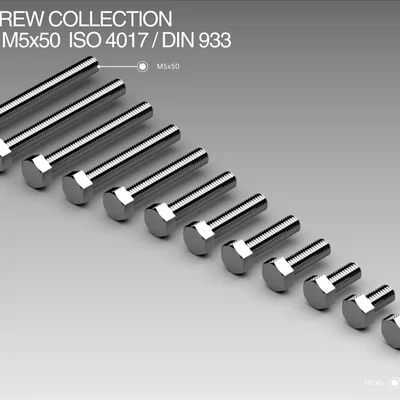 Bộ sưu tập ốc M5 M5x6–M5x50 ISO 4017 / DIN 933