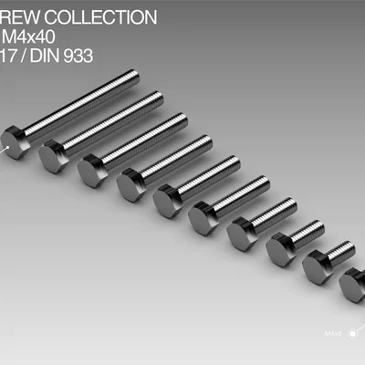 Bộ sưu tập ốc M4 M4x6–M4x40 ISO 4017 / DIN 933