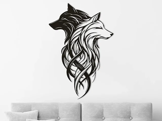 Mô hình treo tường nghệ thuật hình sói Black and White độc đáo - Image 1