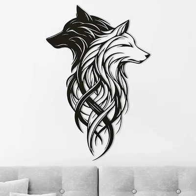 Mô hình treo tường nghệ thuật hình sói Black and White độc đáo