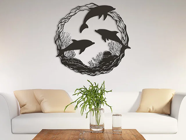 Mẫu in 3D treo tường ba chú cá heo độc đáo trang trí nhà cửa - Image 1