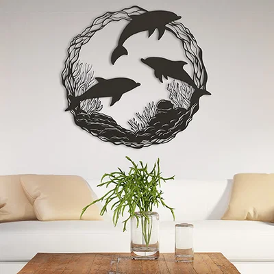 Mẫu in 3D treo tường ba chú cá heo độc đáo trang trí nhà cửa