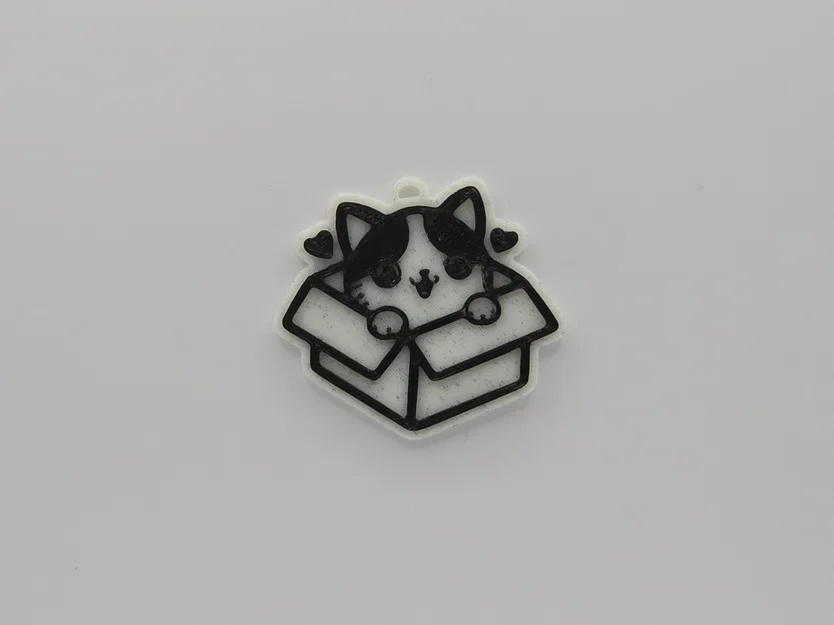 Móc khóa chú mèo trong hộp (Cute Cat In a Box) siêu đáng yêu - Image 1