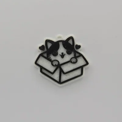 Móc khóa chú mèo trong hộp (Cute Cat In a Box) siêu đáng yêu