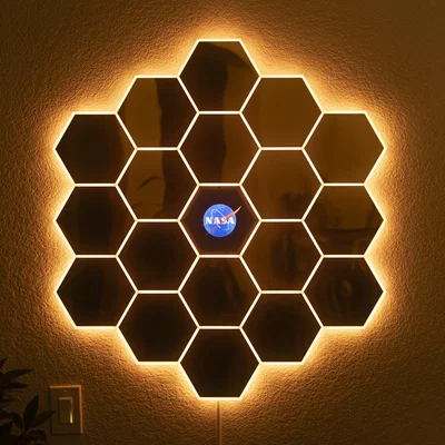 The Webbinator – Tranh treo tường gương lục giác RGB LED kiểu James Webb