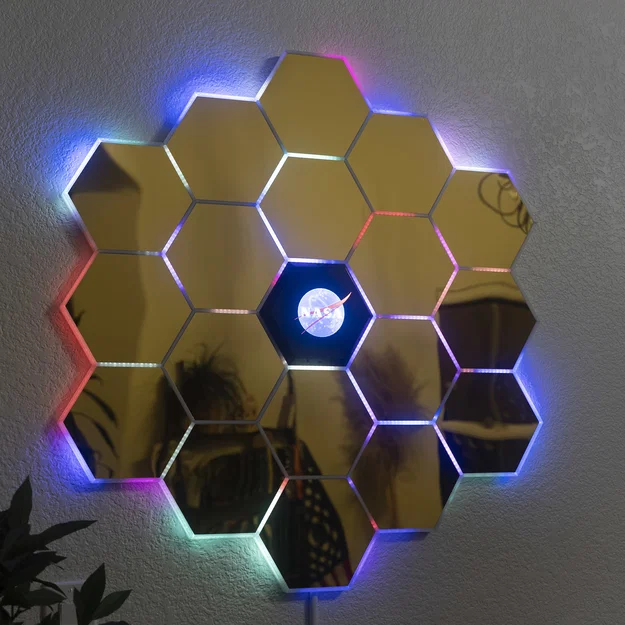 The Webbinator – Tranh treo tường gương lục giác RGB LED kiểu James Webb - Image 2