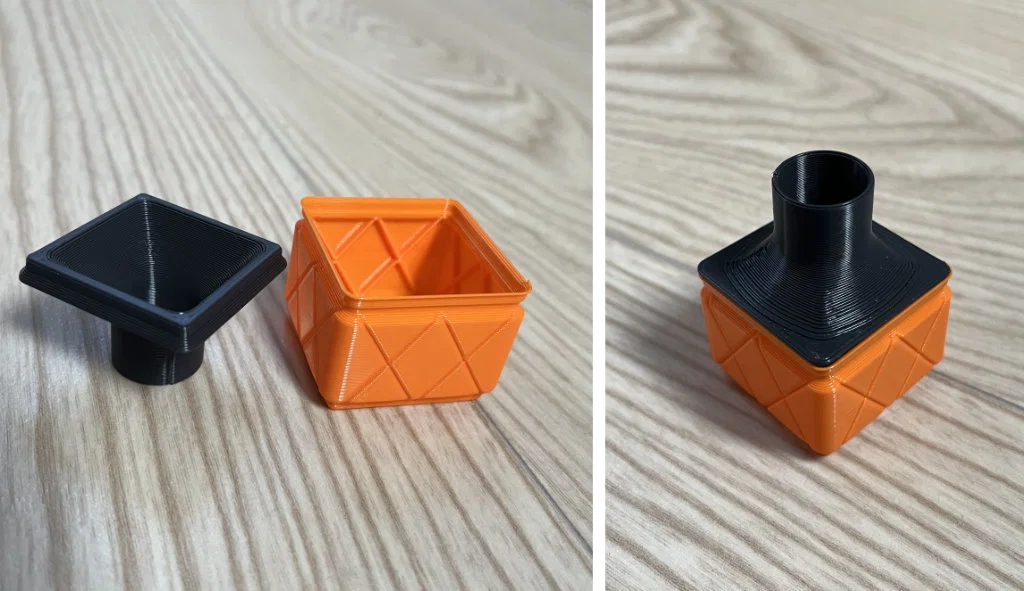 Phễu Gridfinity (Gridfinity funnels) chồng lên bin - Image 2