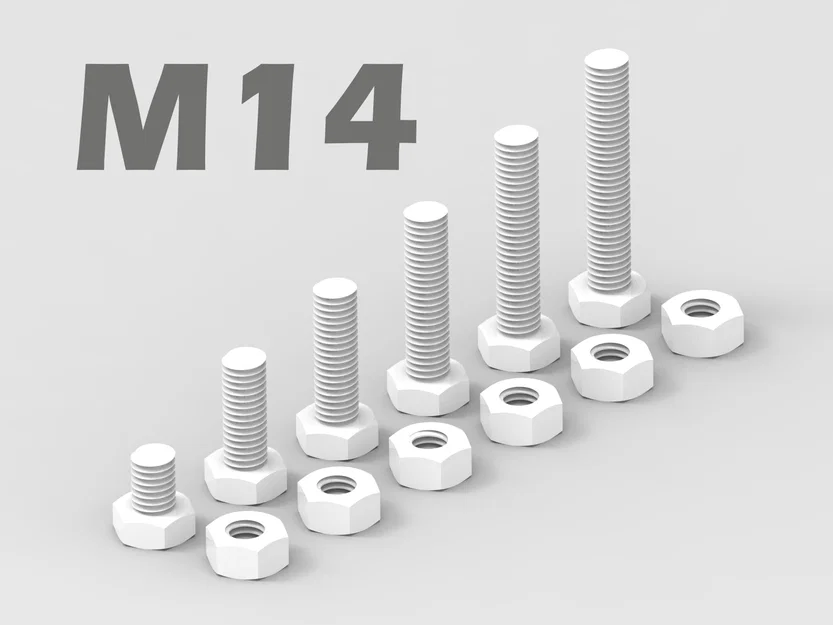 Bộ ốc vít M14 đa dạng 6 kích thước kèm đai ốc in 3D chất lượng - Image 1