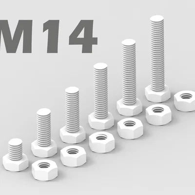 Bộ ốc vít M14 đa dạng 6 kích thước kèm đai ốc in 3D chất lượng