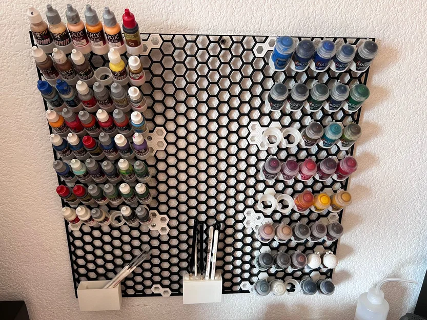 Honeycomb Paint Station - Giá treo lọ sơn và cọ mô hình thông minh - Image 1