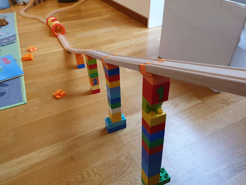 Adapter đường tàu gỗ (Brio, IKEA...) sang Duplo (thiết kế ít vật liệu) - Image 1