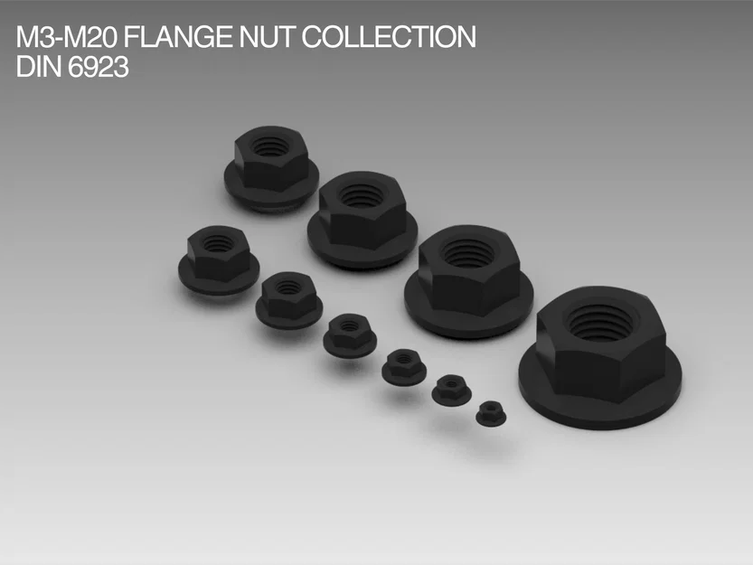 Bộ sưu tập đai ốc M3–M20 DIN 6923 (Nut Collection DIN 6923) - Image 1