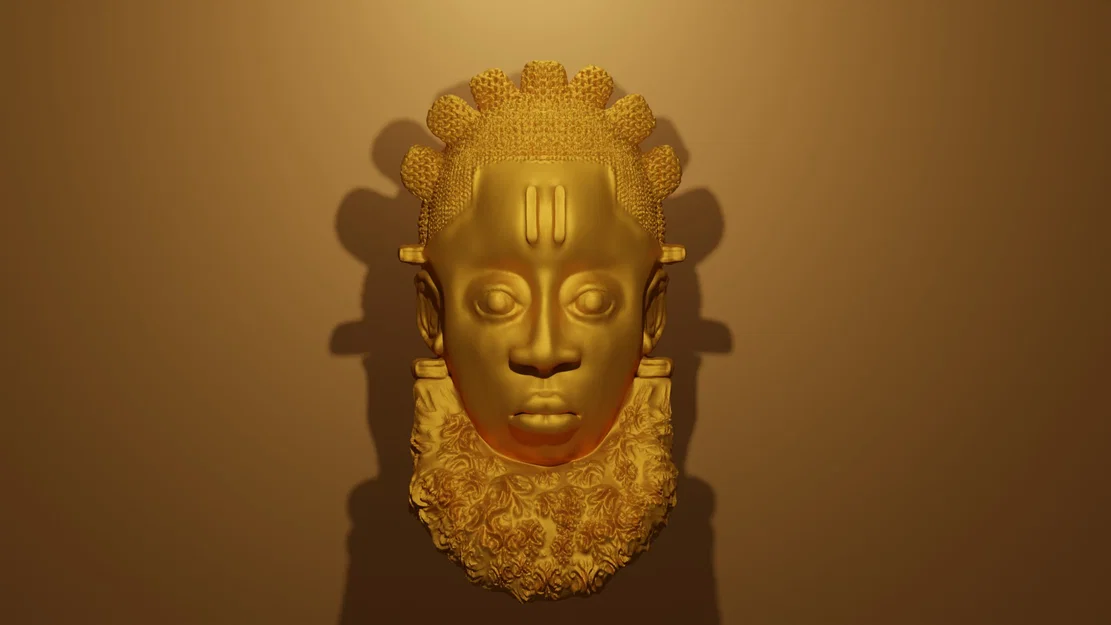 Mô hình 3D Mặt nạ Châu Phi cổ đại (Benin Mask) cực chi tiết - Image 1