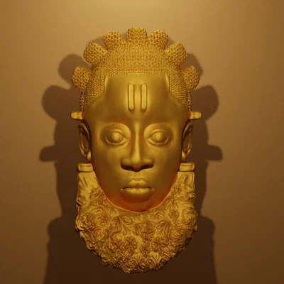 Mô hình 3D Mặt nạ Châu Phi cổ đại (Benin Mask) cực chi tiết