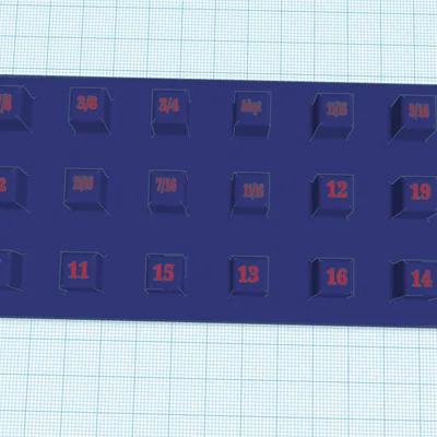 Khay đựng đầu tuýp 18 vị trí 3/8 inch in 3D