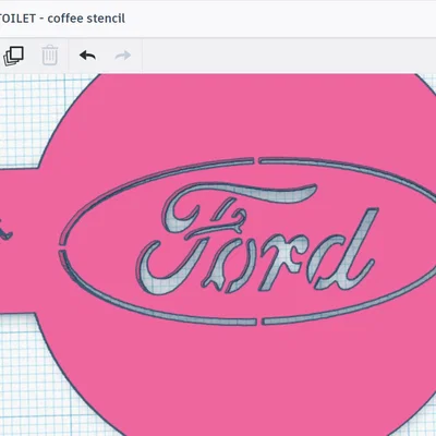 Khuôn tạo hình bọt cà phê (Coffee Stencil) hình logo Ford - In 3D