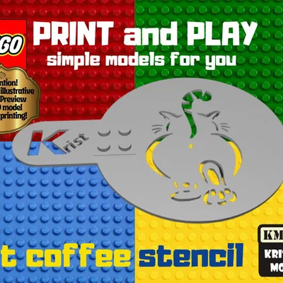 Khuôn tạo hình cà phê hình chú mèo dễ thương (KATZE coffee stencil)