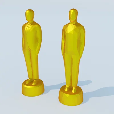 Mô hình cúp lưu niệm phong cách Oscar (Smooth & Lowpoly) in 3D